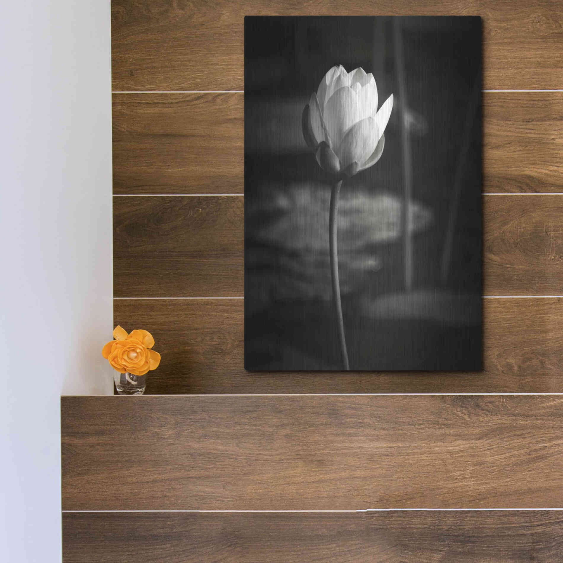 Luxe Metal Art 'Lotus Flower VI' by Debra Van Swearingen, Metal Wall Art,12x16