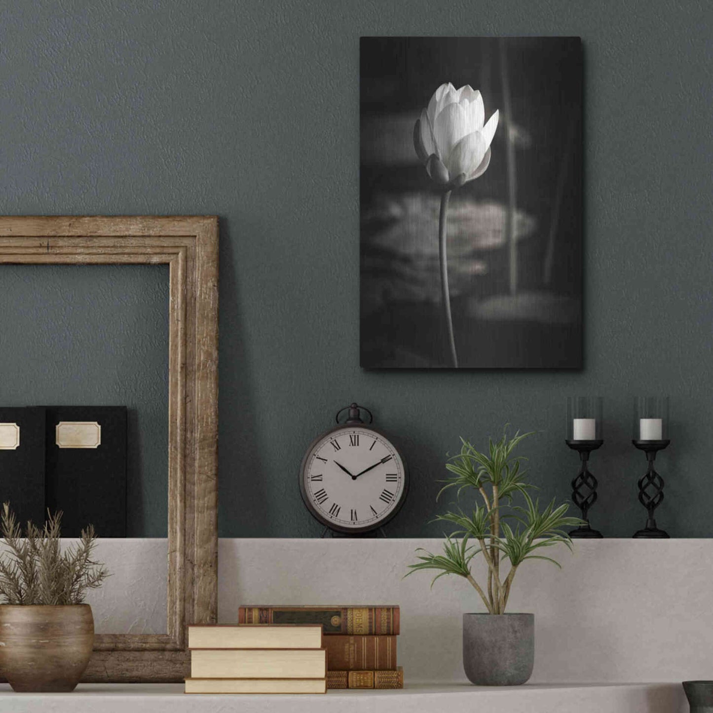 Luxe Metal Art 'Lotus Flower VI' by Debra Van Swearingen, Metal Wall Art,12x16