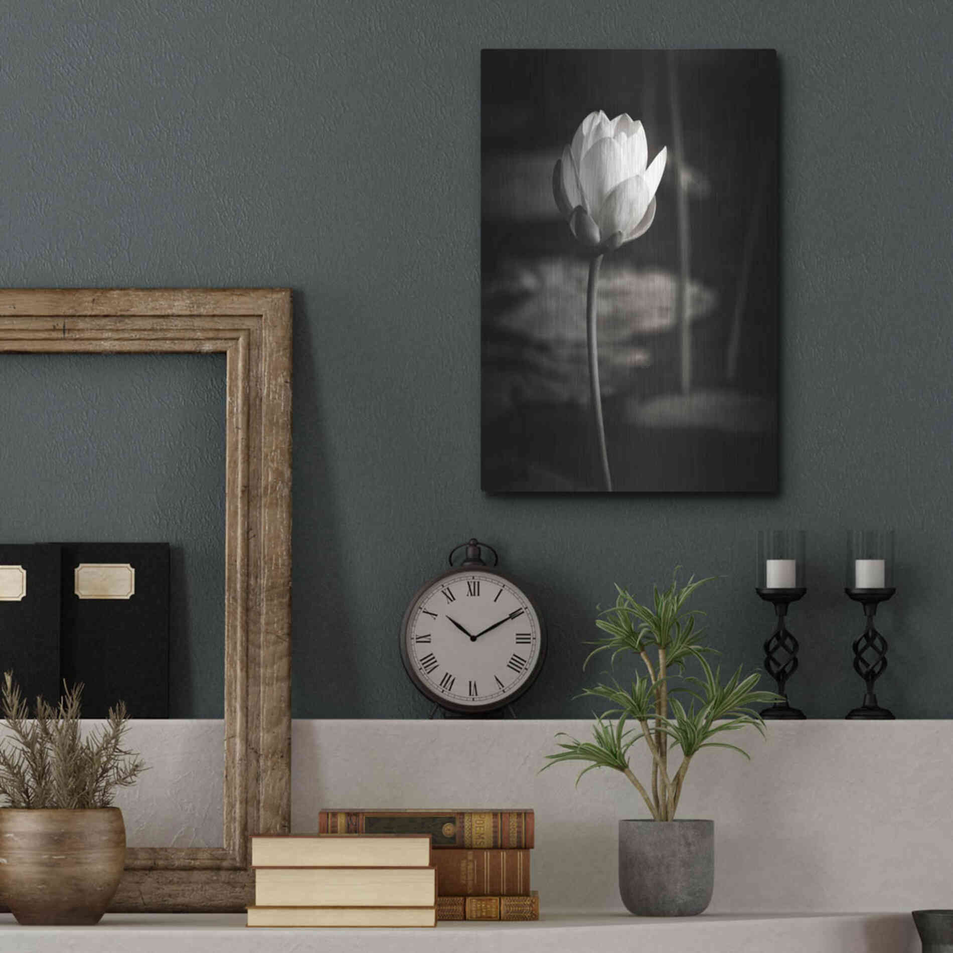 Luxe Metal Art 'Lotus Flower VI' by Debra Van Swearingen, Metal Wall Art,12x16