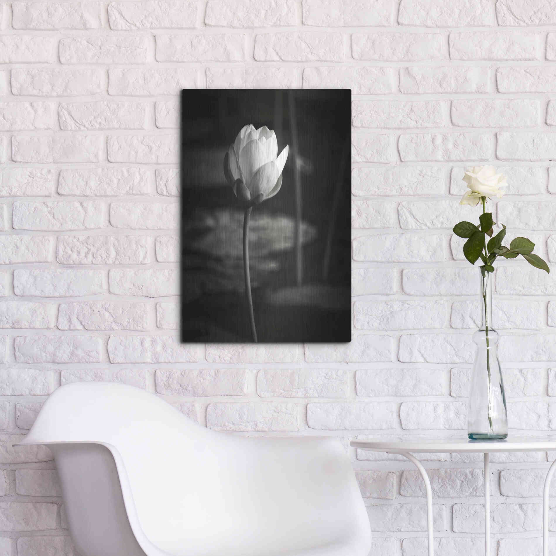 Luxe Metal Art 'Lotus Flower VI' by Debra Van Swearingen, Metal Wall Art,16x24