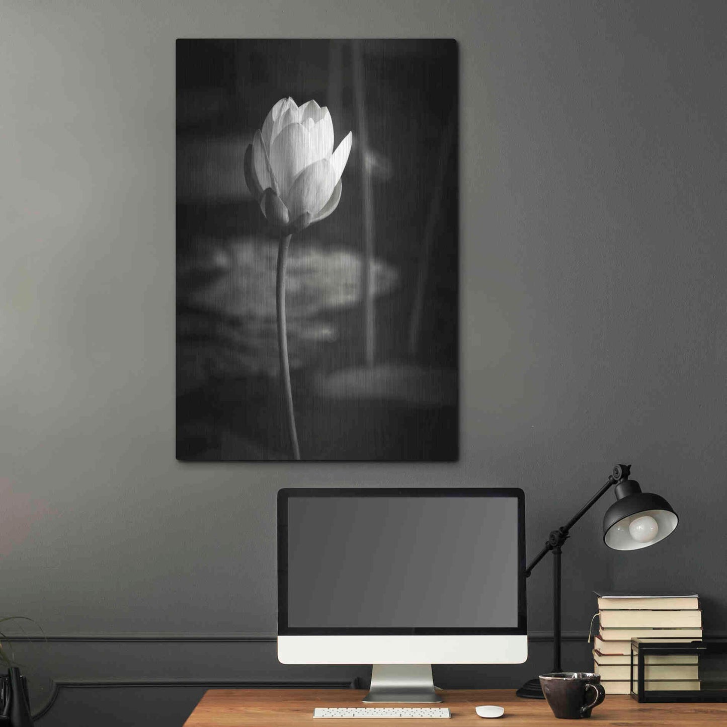 Luxe Metal Art 'Lotus Flower VI' by Debra Van Swearingen, Metal Wall Art,24x36
