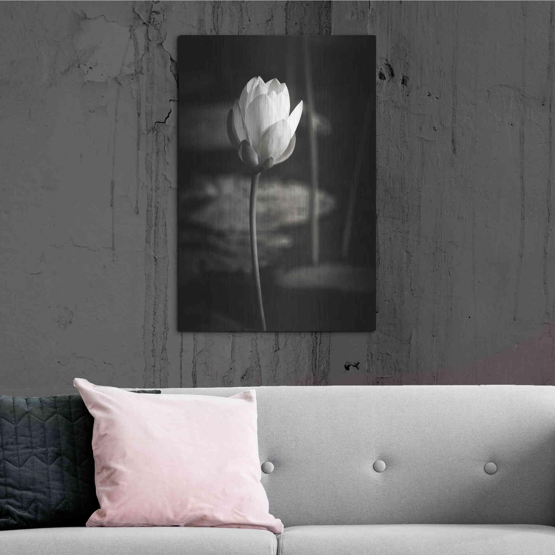Luxe Metal Art 'Lotus Flower VI' by Debra Van Swearingen, Metal Wall Art,24x36