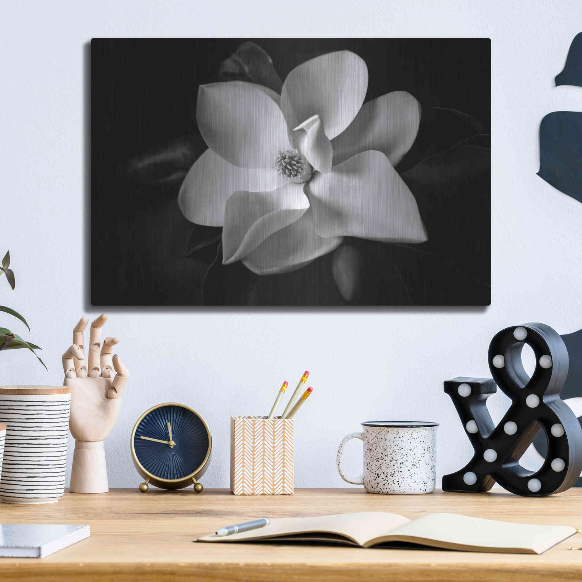 Luxe Metal Art 'SID14511_Magnolia' by Debra Van Swearingen, Metal Wall Art,16x12