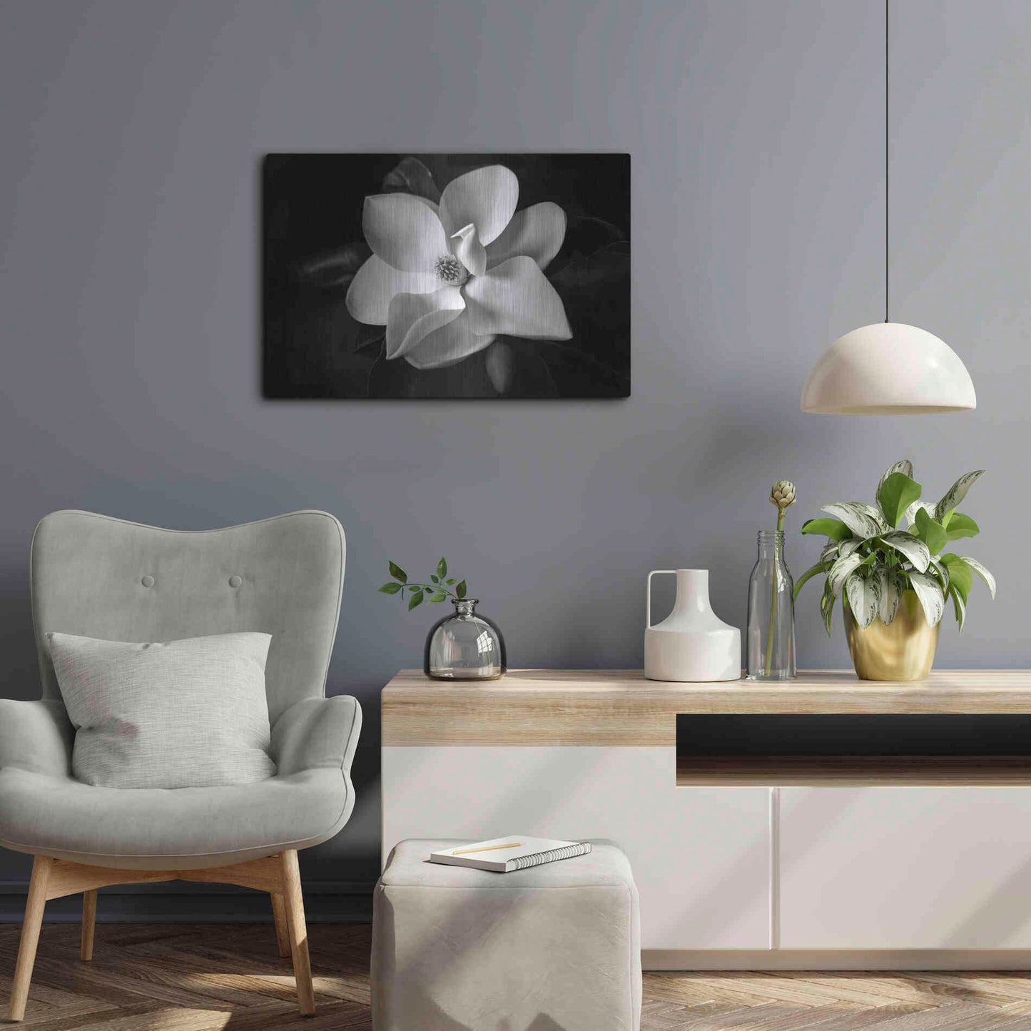 Luxe Metal Art 'SID14511_Magnolia' by Debra Van Swearingen, Metal Wall Art,24x16