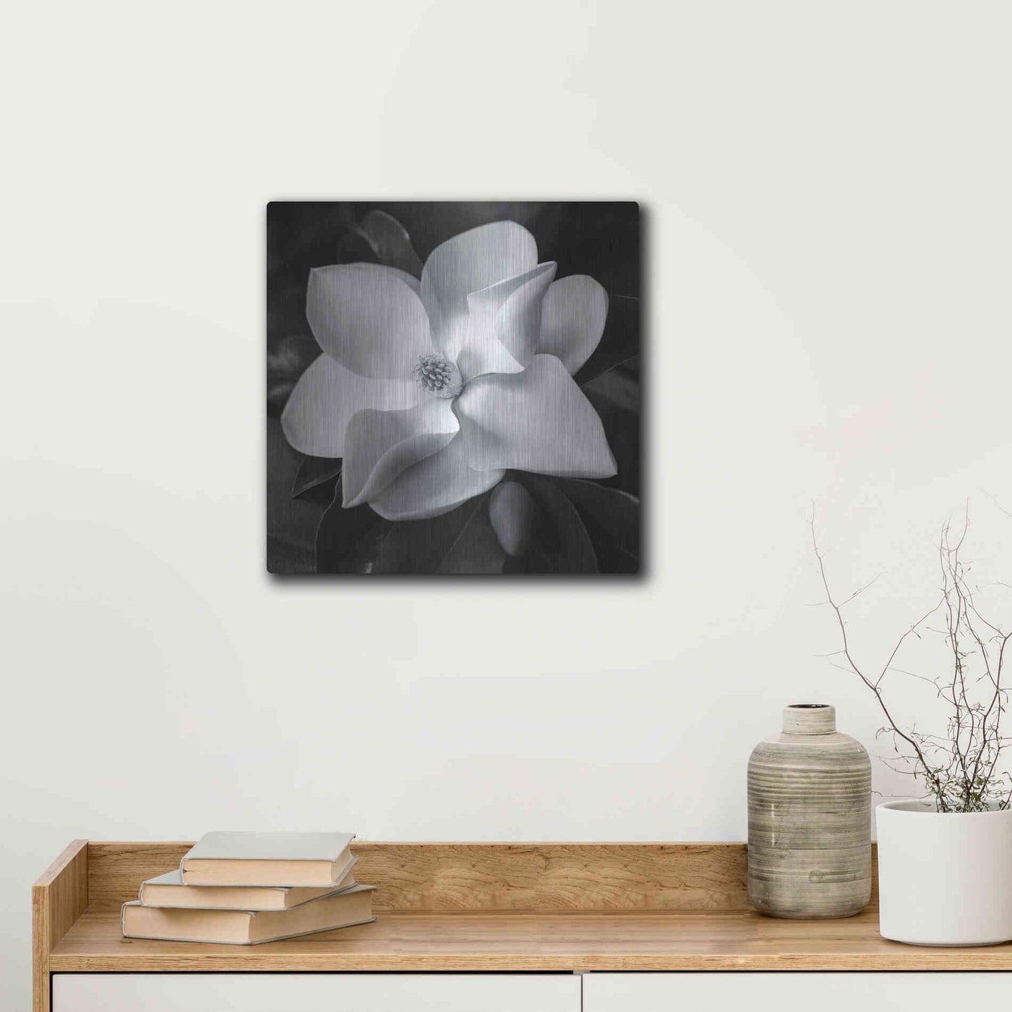 Luxe Metal Art 'Magnolia' by Debra Van Swearingen, Metal Wall Art,12x12