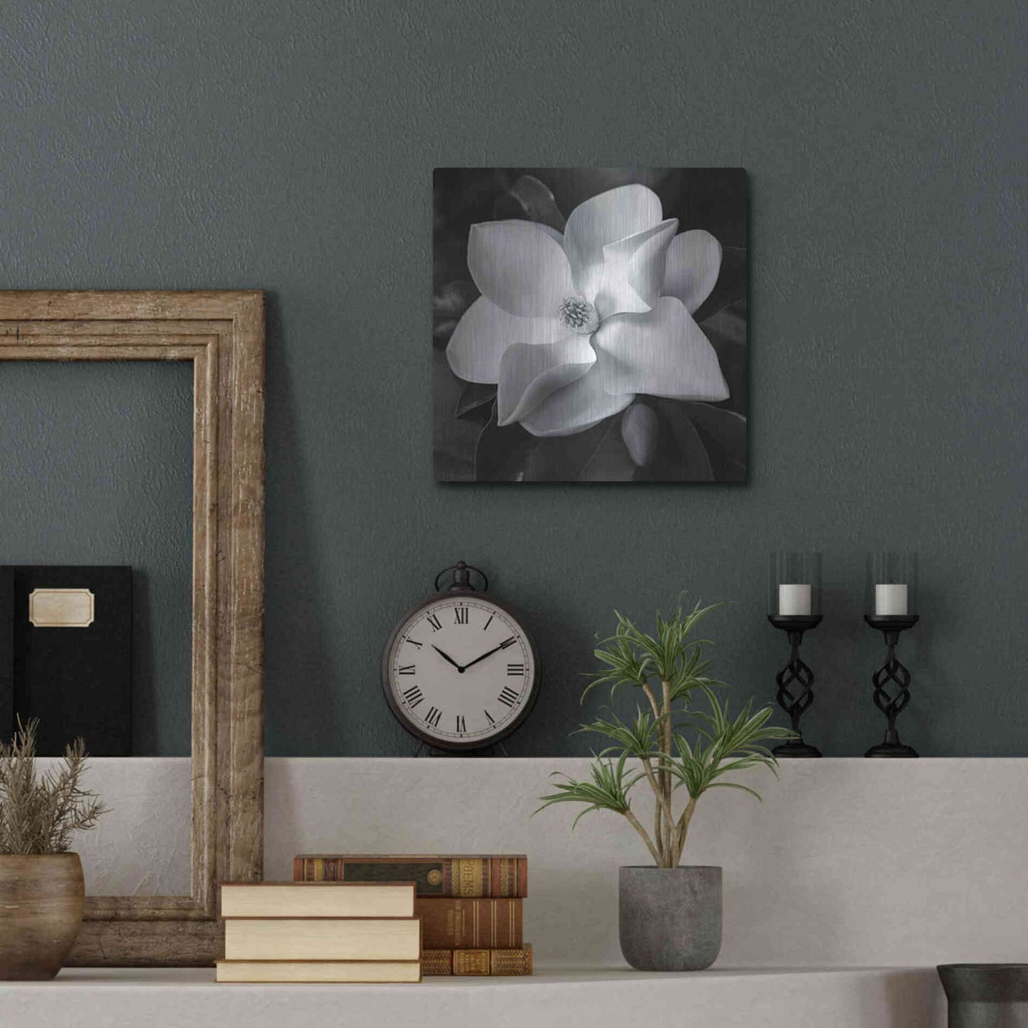 Luxe Metal Art 'Magnolia' by Debra Van Swearingen, Metal Wall Art,12x12