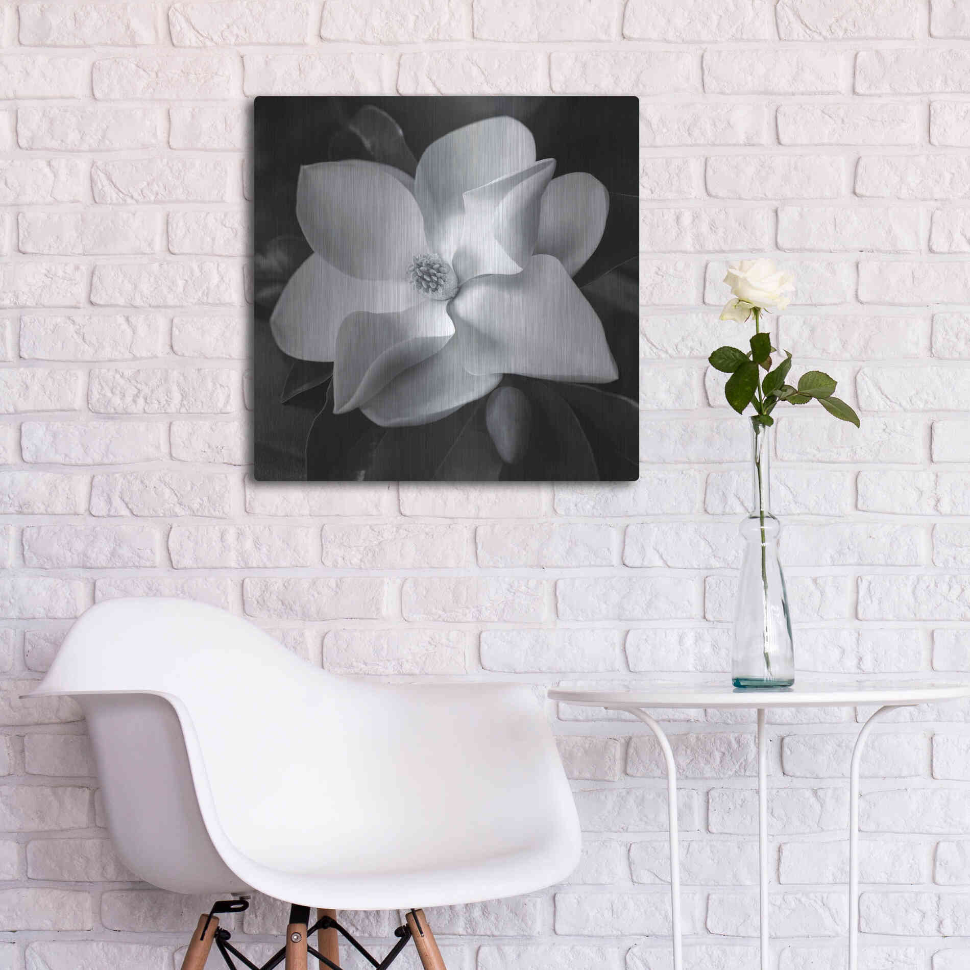 Luxe Metal Art 'Magnolia' by Debra Van Swearingen, Metal Wall Art,24x24