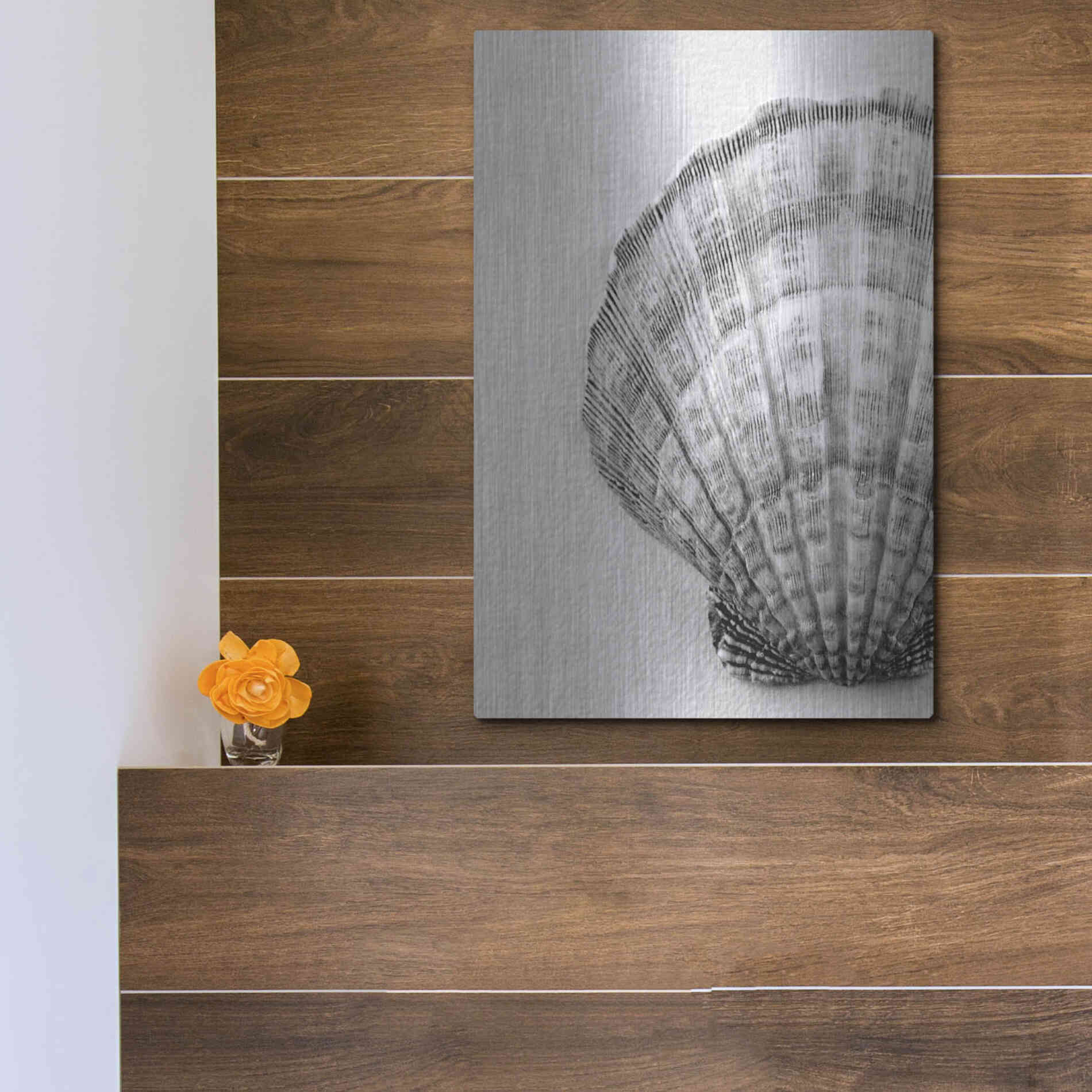 Luxe Metal Art 'On The Half Shell' by Debra Van Swearingen, Metal Wall Art,12x16