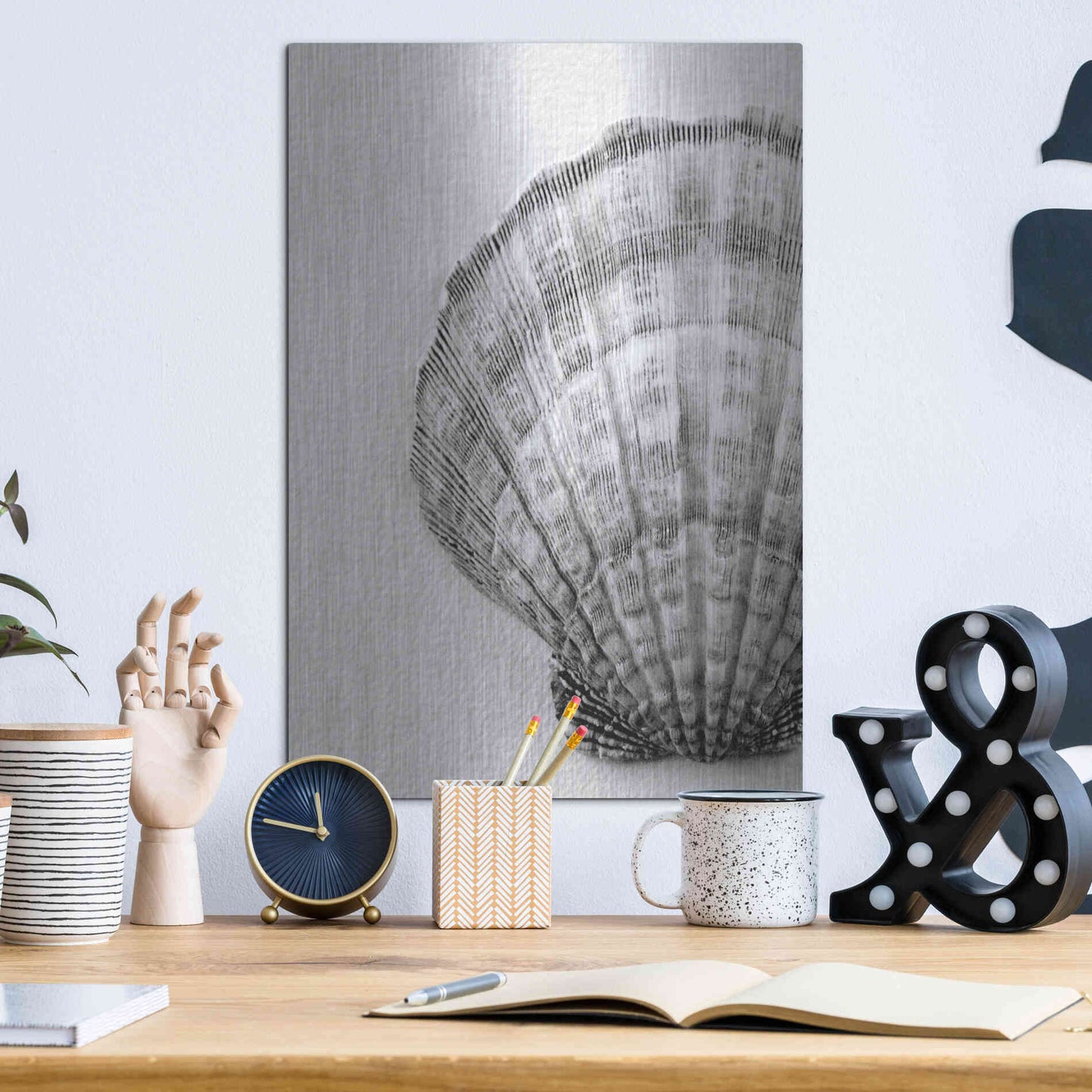 Luxe Metal Art 'On The Half Shell' by Debra Van Swearingen, Metal Wall Art,12x16