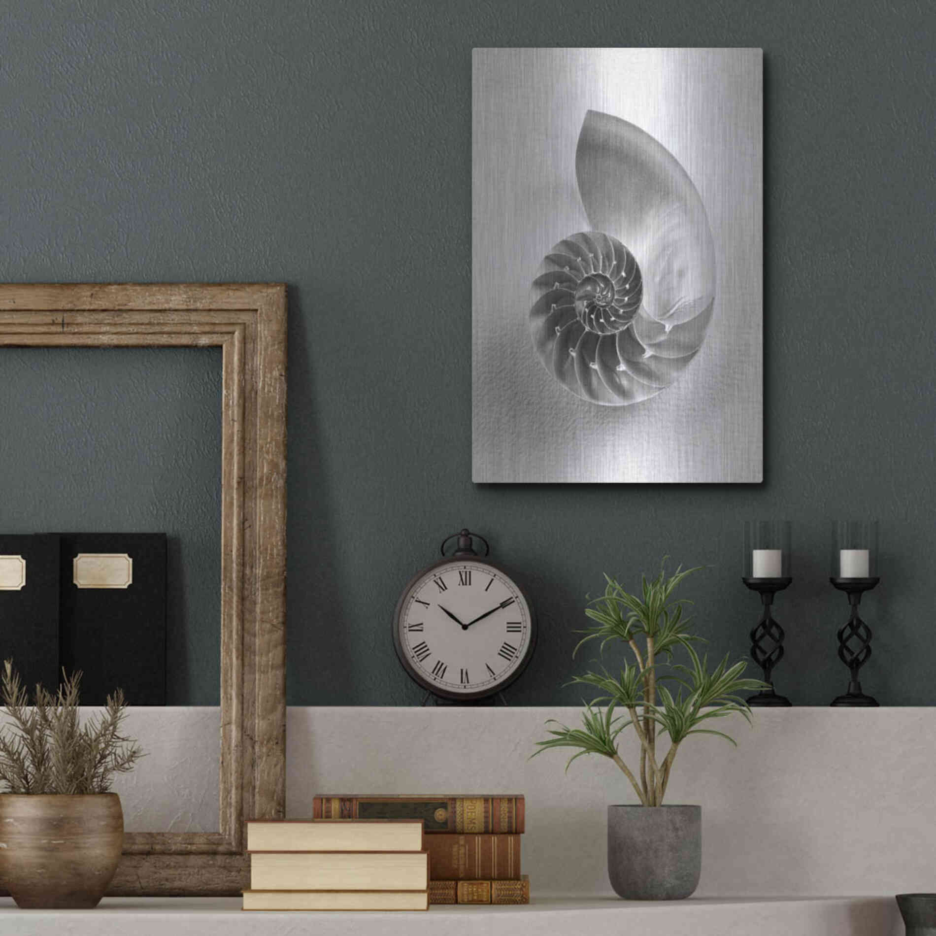 Luxe Metal Art 'Nautilus 4' by Debra Van Swearingen, Metal Wall Art,12x16