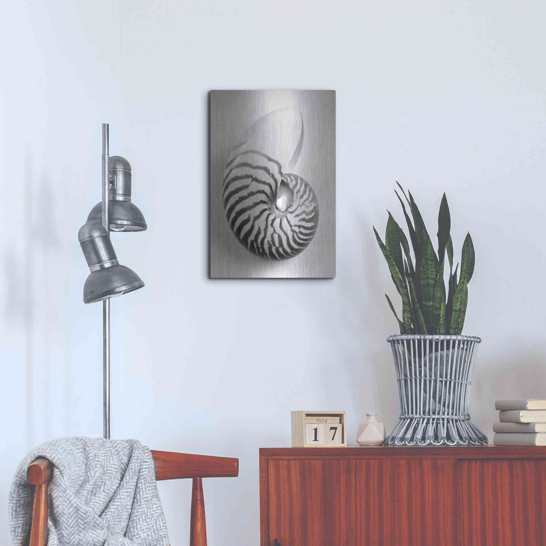 Luxe Metal Art 'Nautilus 2' by Debra Van Swearingen, Metal Wall Art,16x24