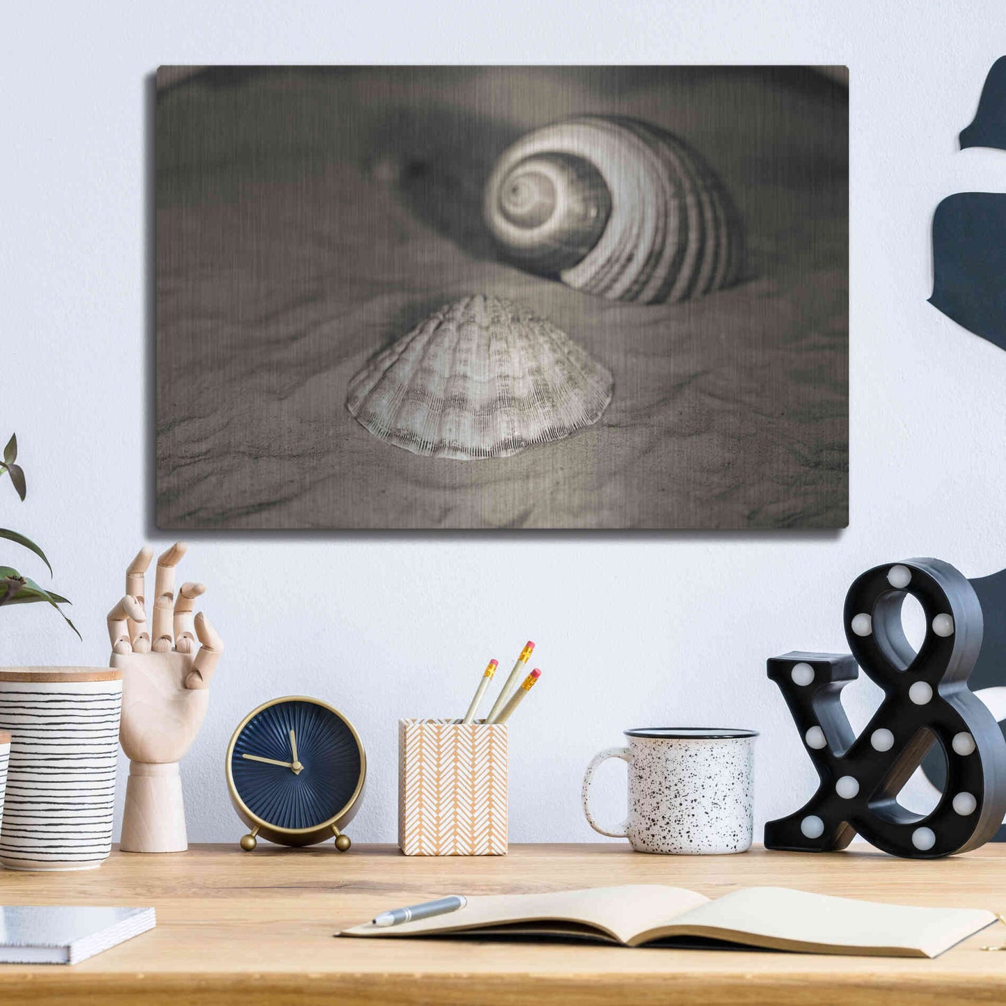 Luxe Metal Art 'Scallop Tonna' by Debra Van Swearingen, Metal Wall Art,16x12