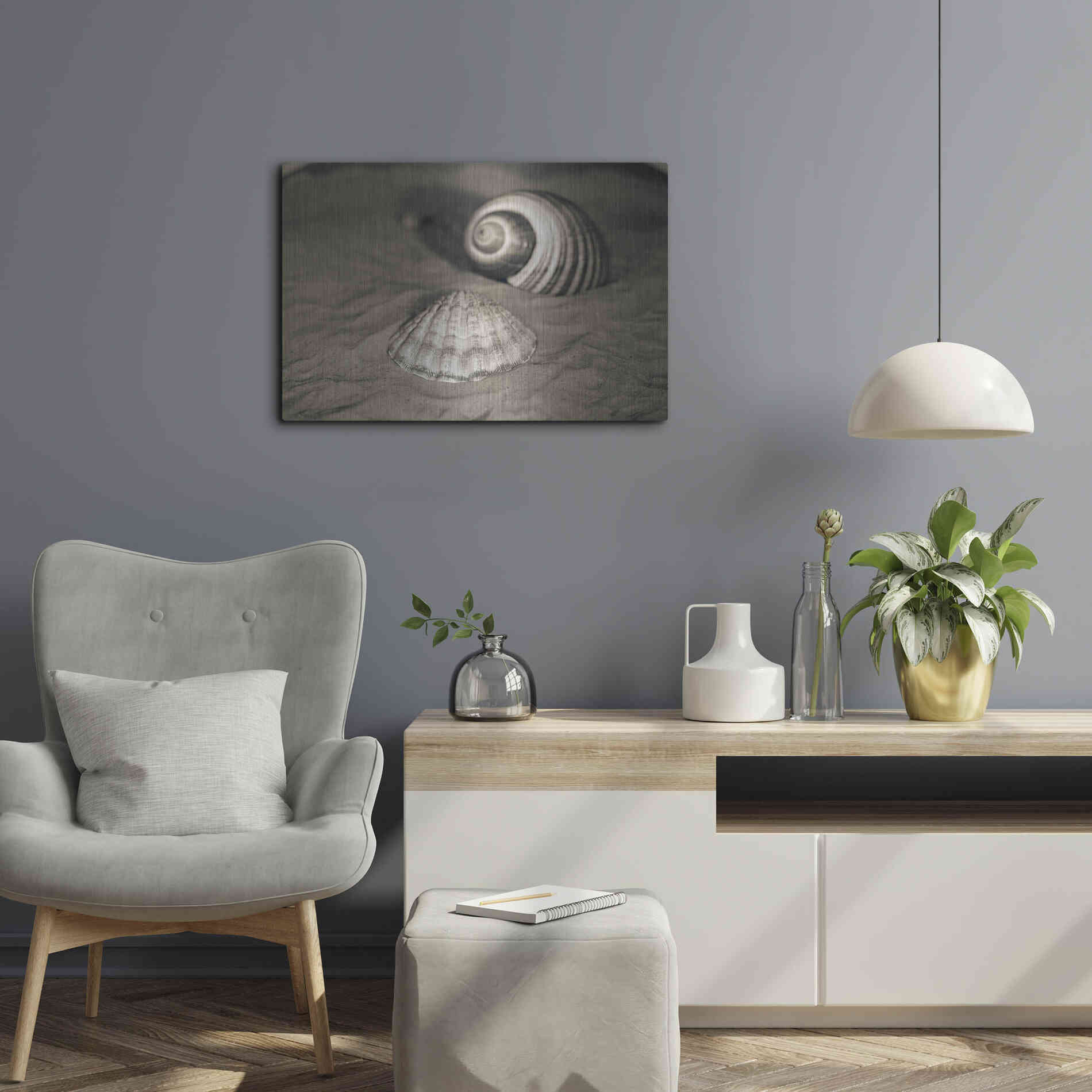 Luxe Metal Art 'Scallop Tonna' by Debra Van Swearingen, Metal Wall Art,24x16