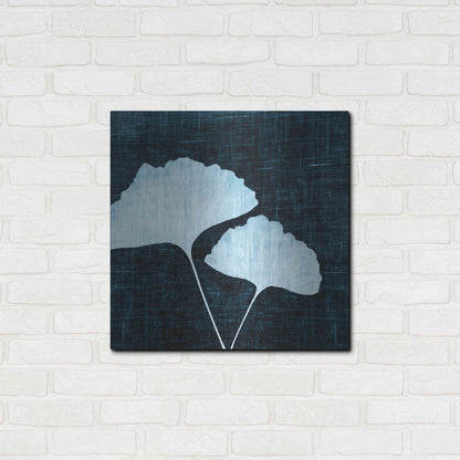 Luxe Metal Art 'Leaves on Linen I' by Debra Van Swearingen, Metal Wall Art,24x24