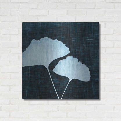 Luxe Metal Art 'Leaves on Linen I' by Debra Van Swearingen, Metal Wall Art,36x36