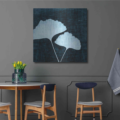 Luxe Metal Art 'Leaves on Linen I' by Debra Van Swearingen, Metal Wall Art,36x36