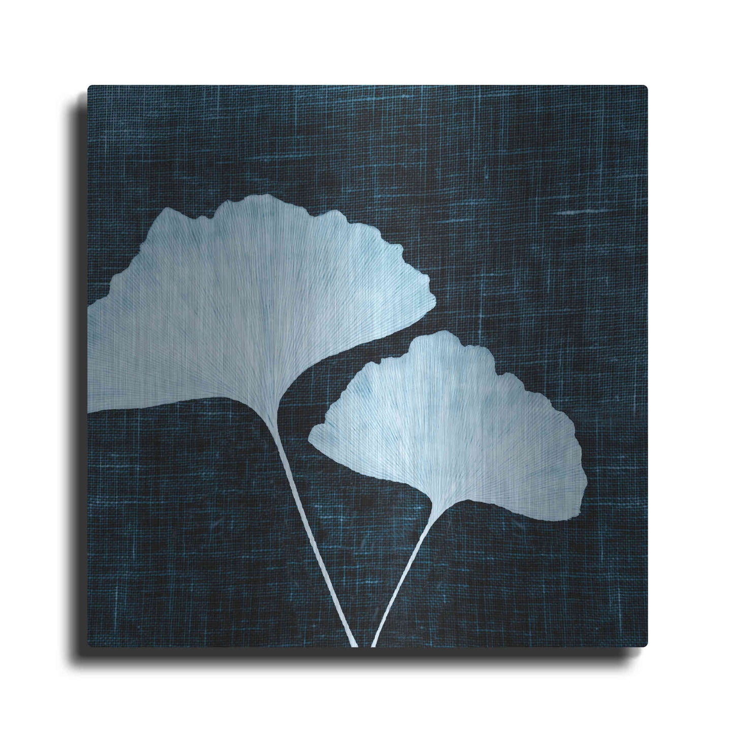 Luxe Metal Art 'Leaves on Linen I' by Debra Van Swearingen, Metal Wall Art