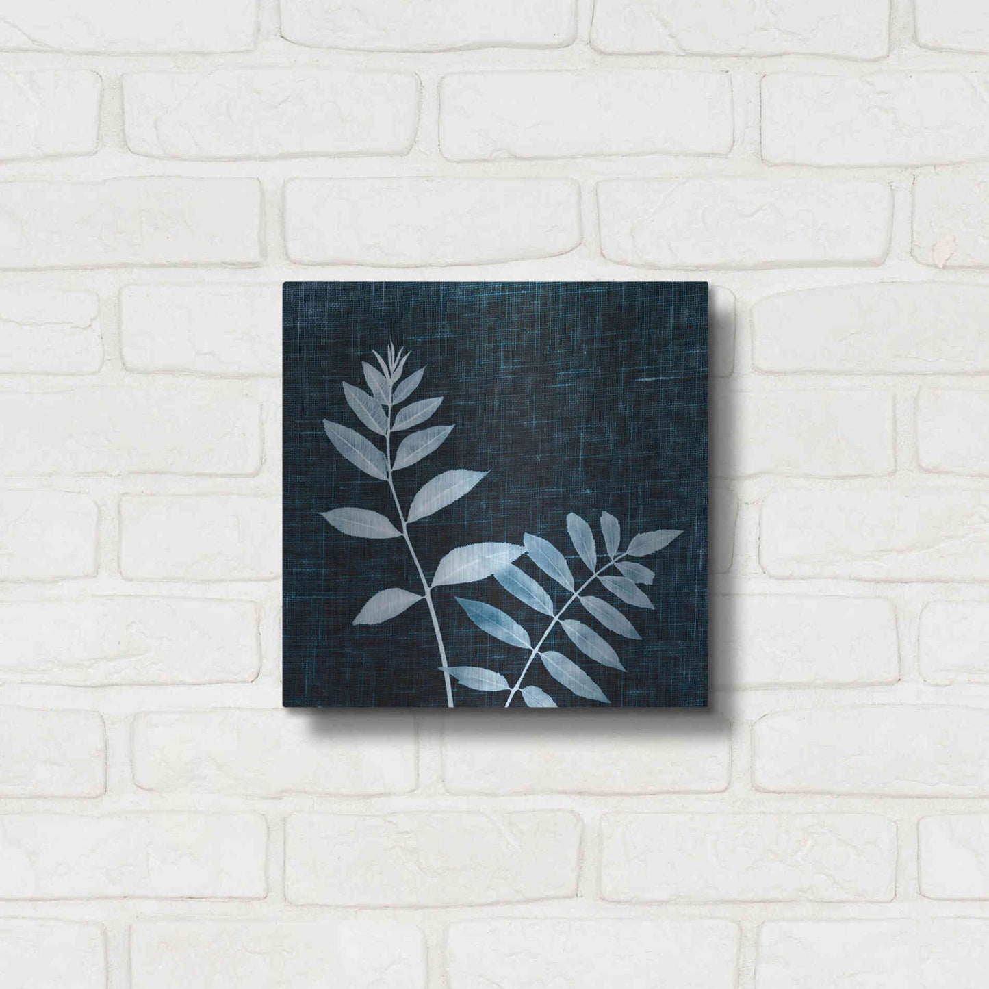 Luxe Metal Art 'Leaves on Linen II' by Debra Van Swearingen, Metal Wall Art,12x12