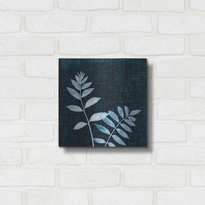 Luxe Metal Art 'Leaves on Linen II' by Debra Van Swearingen, Metal Wall Art,12x12