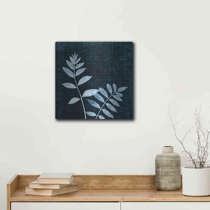 Luxe Metal Art 'Leaves on Linen II' by Debra Van Swearingen, Metal Wall Art,12x12