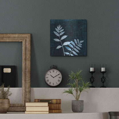 Luxe Metal Art 'Leaves on Linen II' by Debra Van Swearingen, Metal Wall Art,12x12