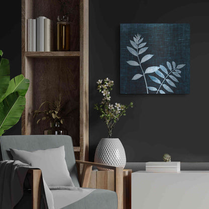 Luxe Metal Art 'Leaves on Linen II' by Debra Van Swearingen, Metal Wall Art,24x24