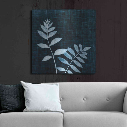 Luxe Metal Art 'Leaves on Linen II' by Debra Van Swearingen, Metal Wall Art,36x36