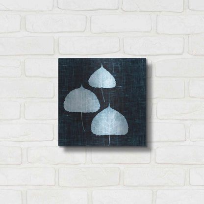 Luxe Metal Art 'Leaves on Linen III' by Debra Van Swearingen, Metal Wall Art,12x12