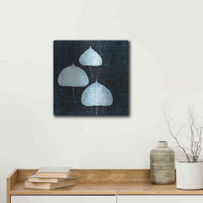 Luxe Metal Art 'Leaves on Linen III' by Debra Van Swearingen, Metal Wall Art,12x12