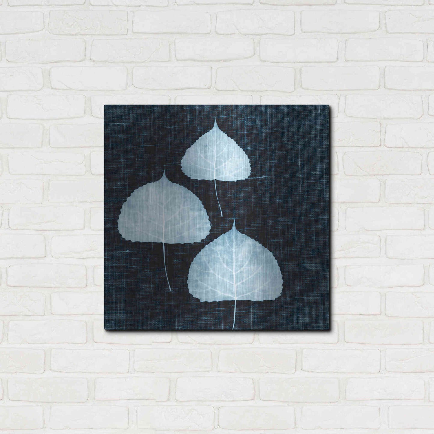 Luxe Metal Art 'Leaves on Linen III' by Debra Van Swearingen, Metal Wall Art,24x24