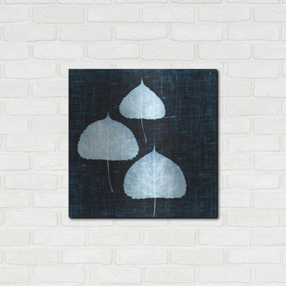 Luxe Metal Art 'Leaves on Linen III' by Debra Van Swearingen, Metal Wall Art,24x24