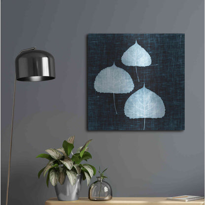 Luxe Metal Art 'Leaves on Linen III' by Debra Van Swearingen, Metal Wall Art,24x24