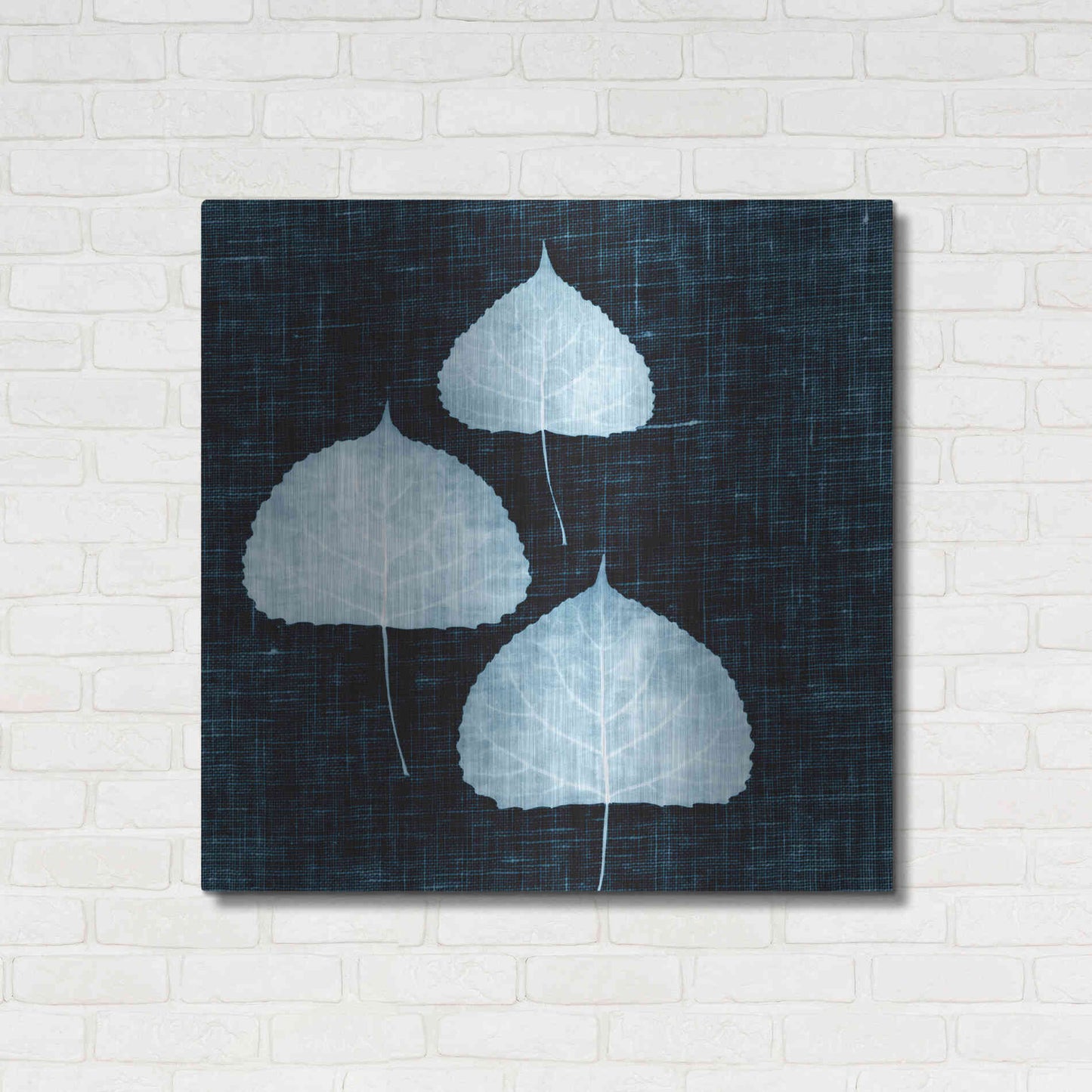 Luxe Metal Art 'Leaves on Linen III' by Debra Van Swearingen, Metal Wall Art,36x36