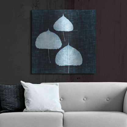 Luxe Metal Art 'Leaves on Linen III' by Debra Van Swearingen, Metal Wall Art,36x36