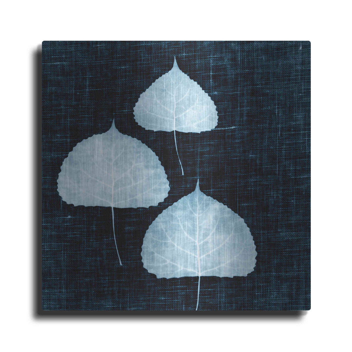 Luxe Metal Art 'Leaves on Linen III' by Debra Van Swearingen, Metal Wall Art