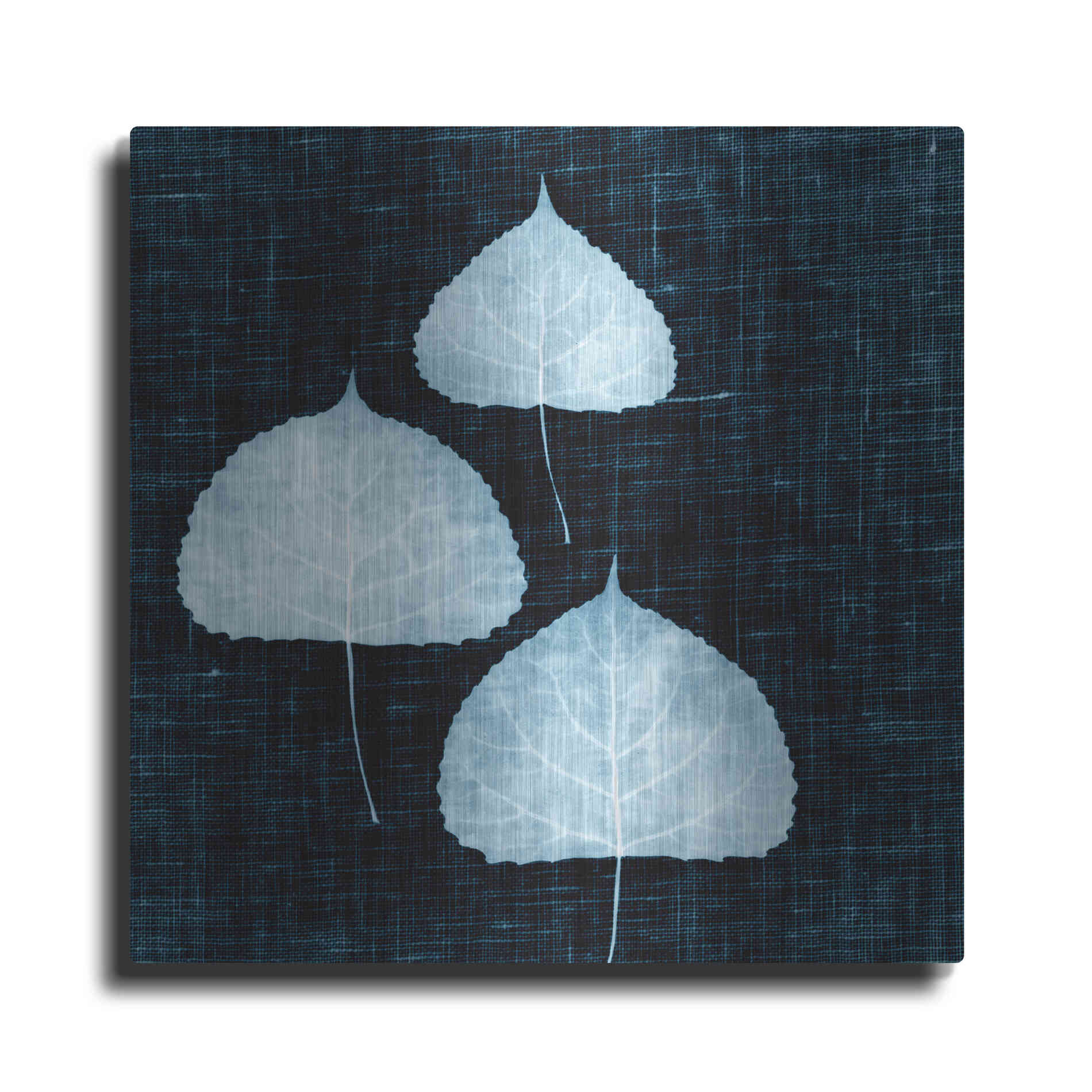Luxe Metal Art 'Leaves on Linen III' by Debra Van Swearingen, Metal Wall Art