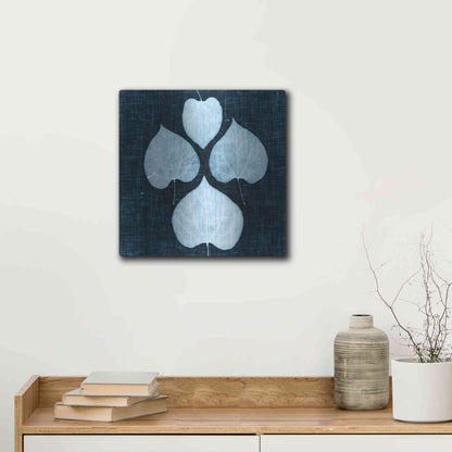 Luxe Metal Art 'Leaves on Linen IV' by Debra Van Swearingen, Metal Wall Art,12x12