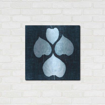 Luxe Metal Art 'Leaves on Linen IV' by Debra Van Swearingen, Metal Wall Art,24x24