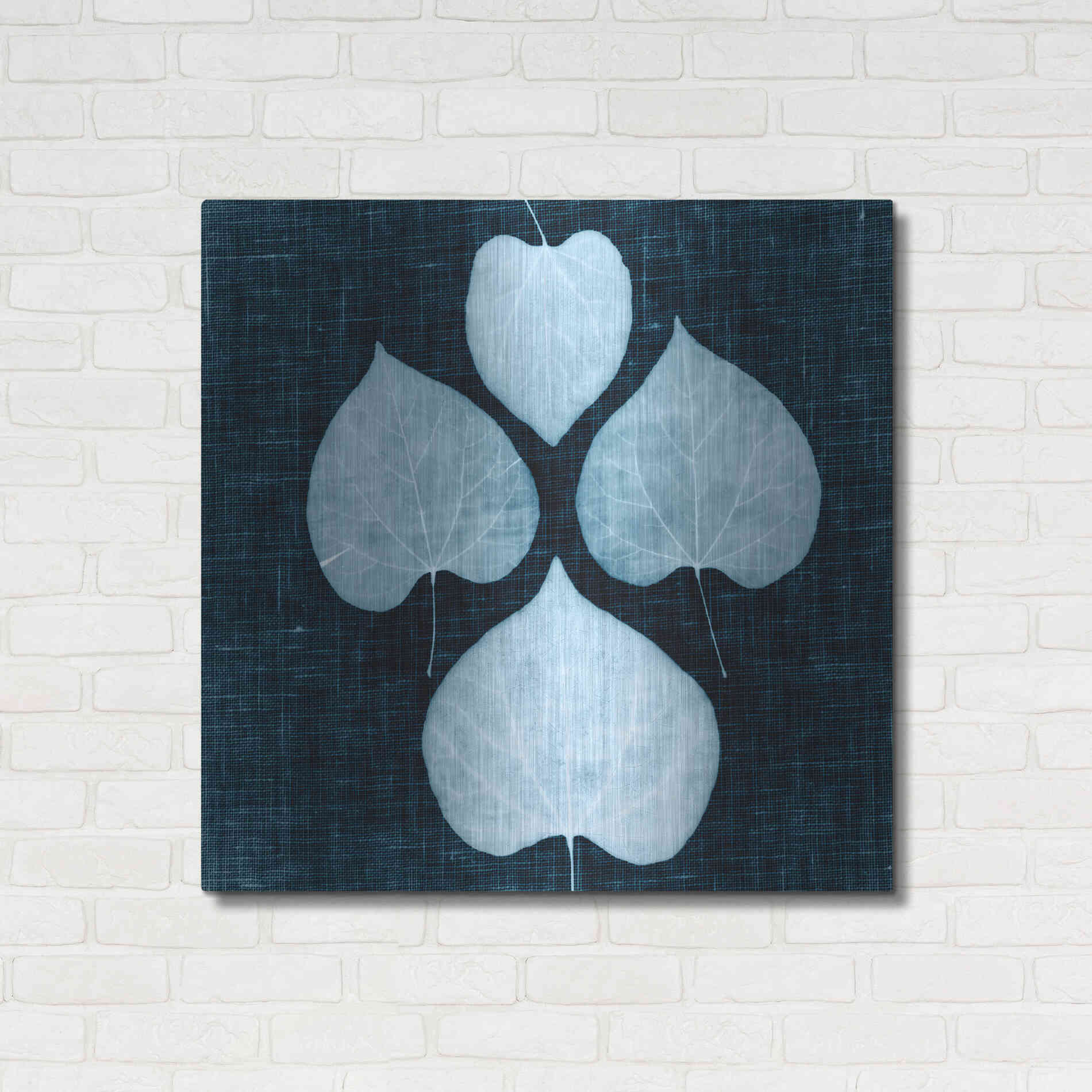 Luxe Metal Art 'Leaves on Linen IV' by Debra Van Swearingen, Metal Wall Art,36x36