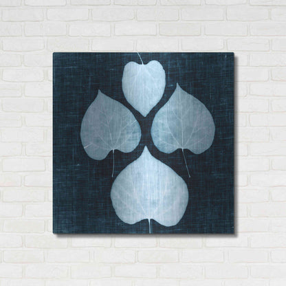 Luxe Metal Art 'Leaves on Linen IV' by Debra Van Swearingen, Metal Wall Art,36x36