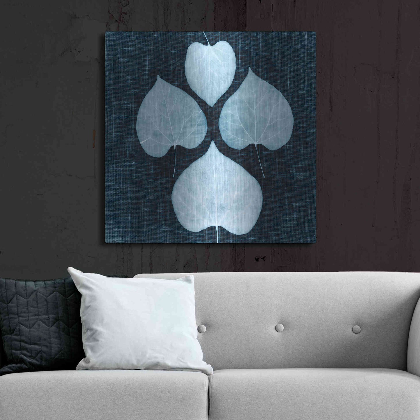 Luxe Metal Art 'Leaves on Linen IV' by Debra Van Swearingen, Metal Wall Art,36x36
