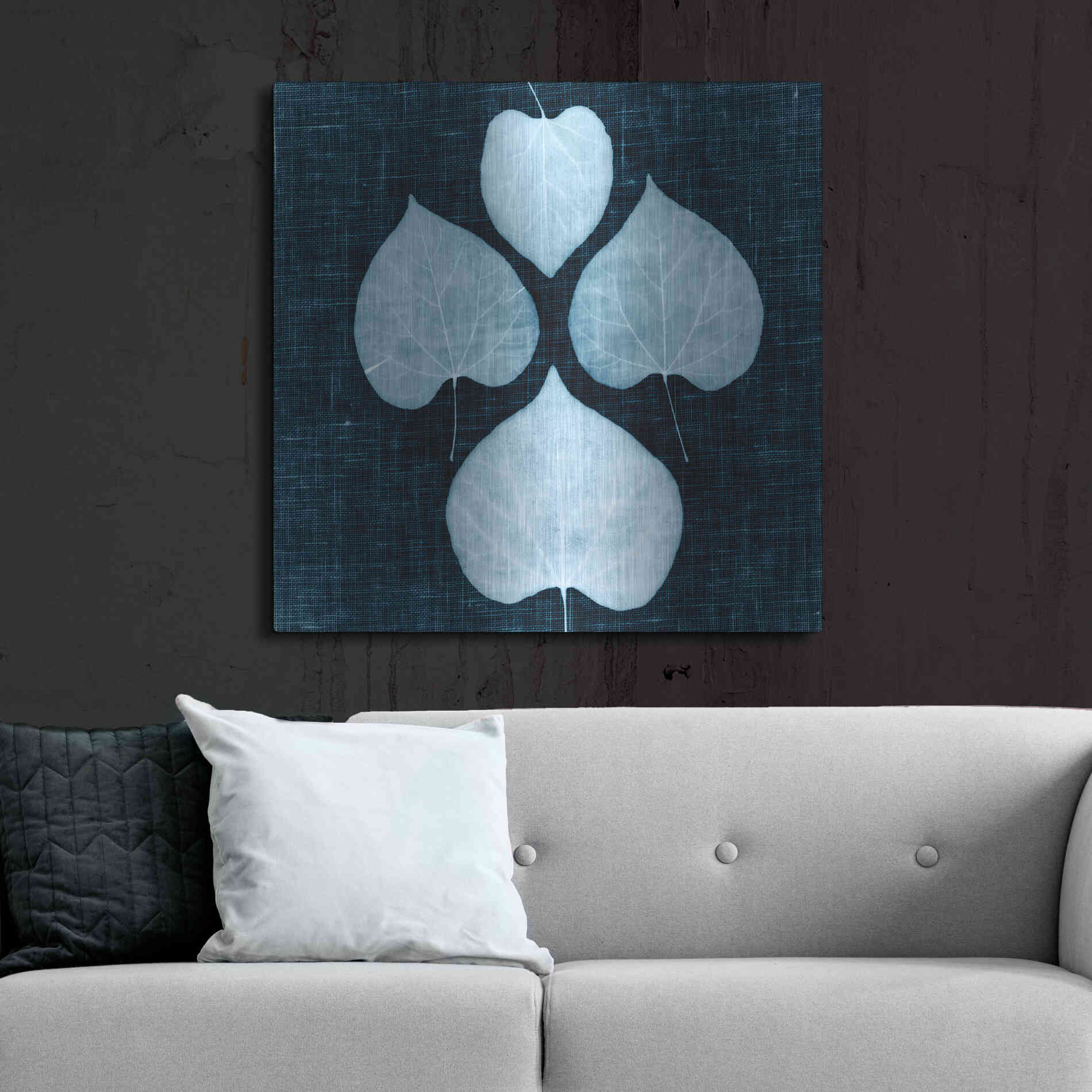 Luxe Metal Art 'Leaves on Linen IV' by Debra Van Swearingen, Metal Wall Art,36x36