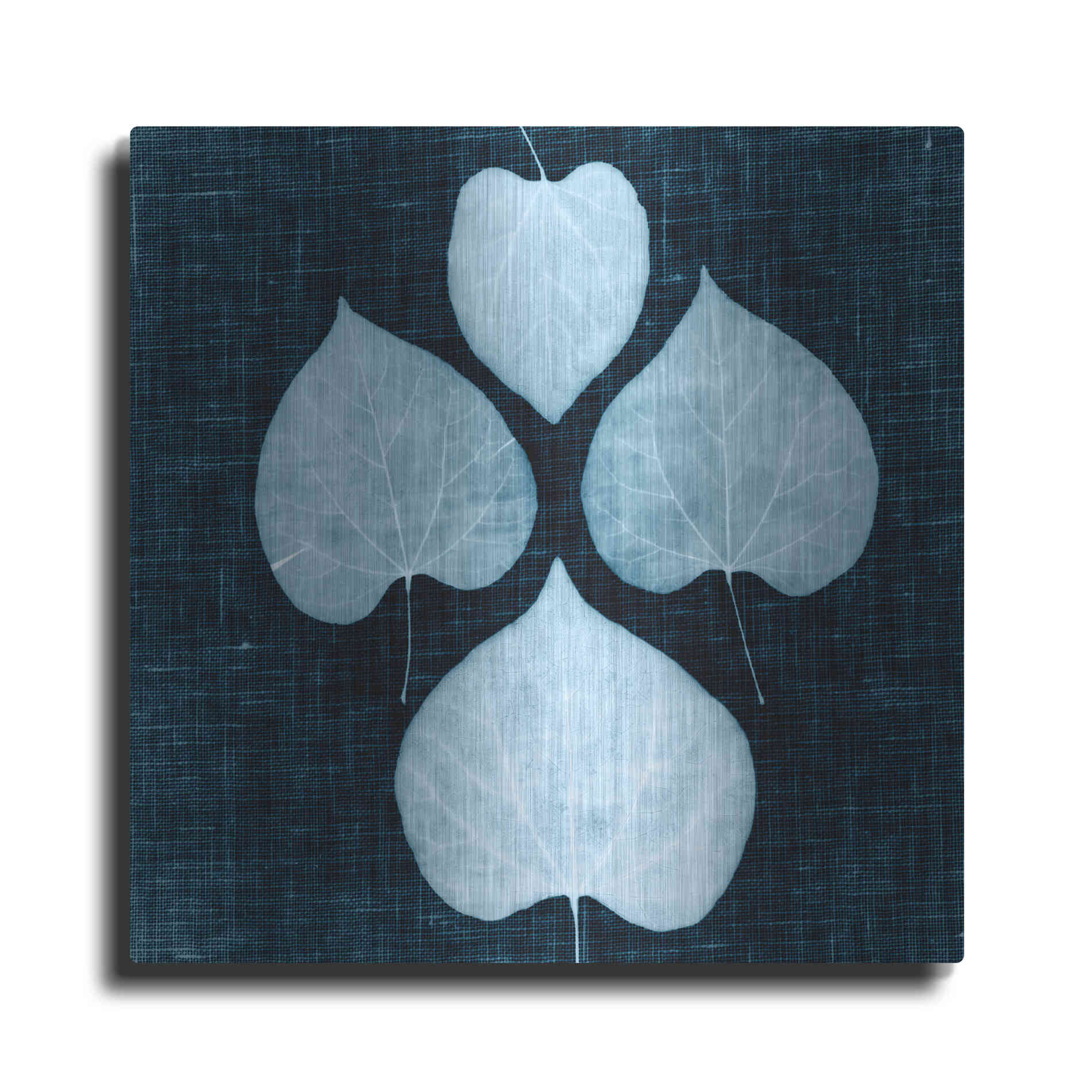 Luxe Metal Art 'Leaves on Linen IV' by Debra Van Swearingen, Metal Wall Art