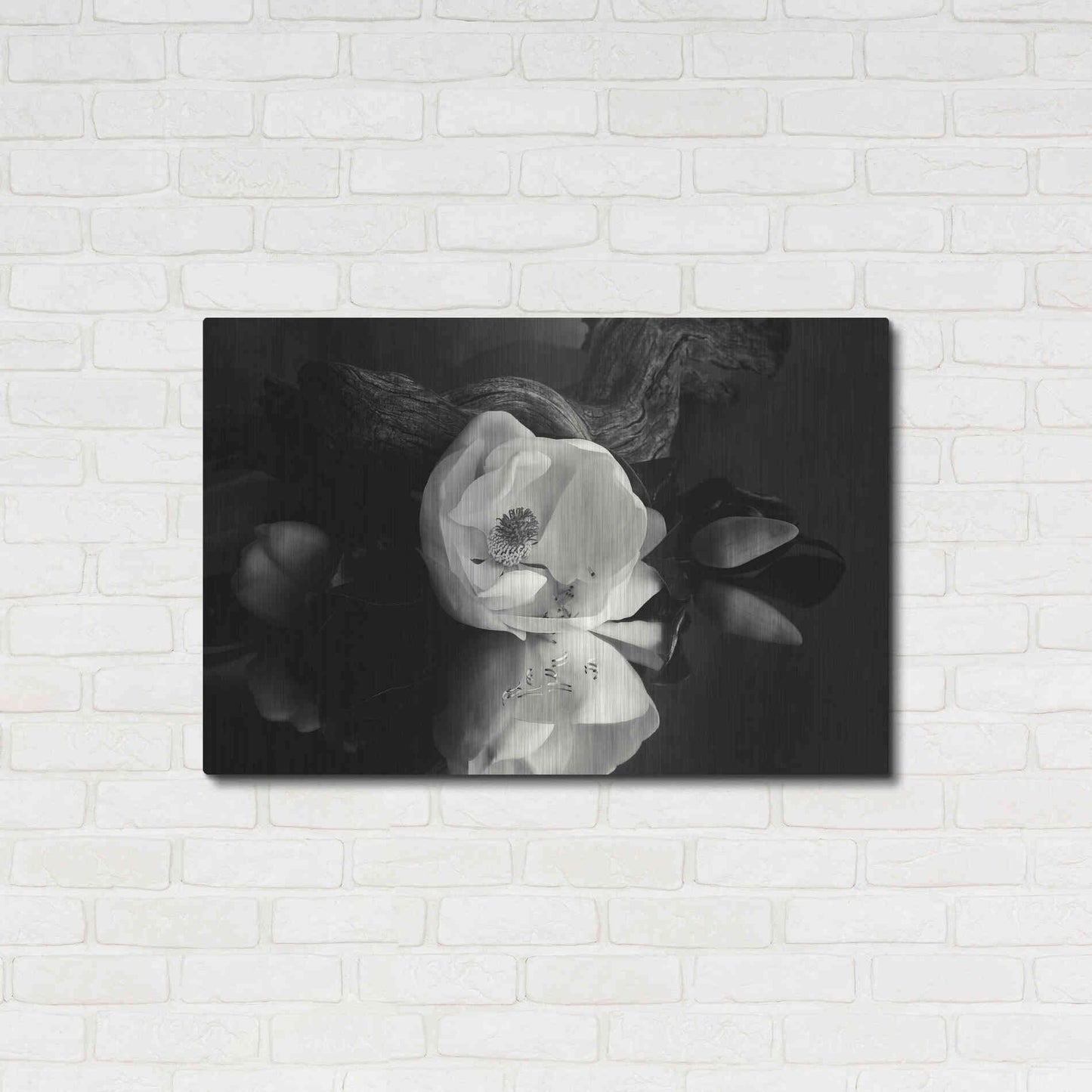 Luxe Metal Art 'Magnolia and Driftwood I' by Debra Van Swearingen, Metal Wall Art,36x24