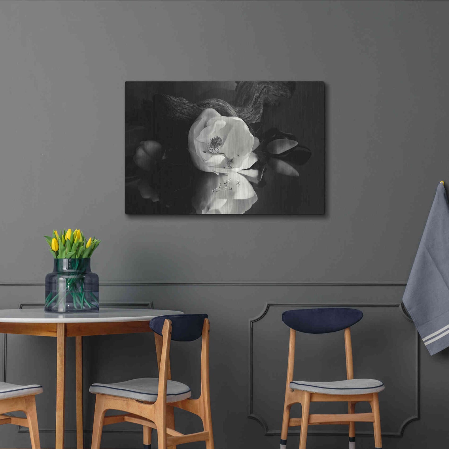 Luxe Metal Art 'Magnolia and Driftwood I' by Debra Van Swearingen, Metal Wall Art,36x24