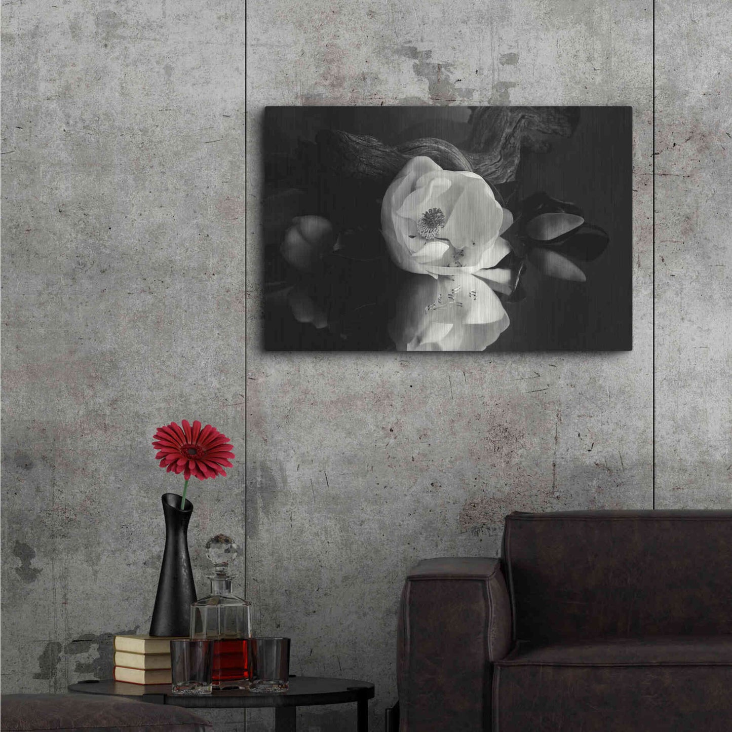 Luxe Metal Art 'Magnolia and Driftwood I' by Debra Van Swearingen, Metal Wall Art,36x24