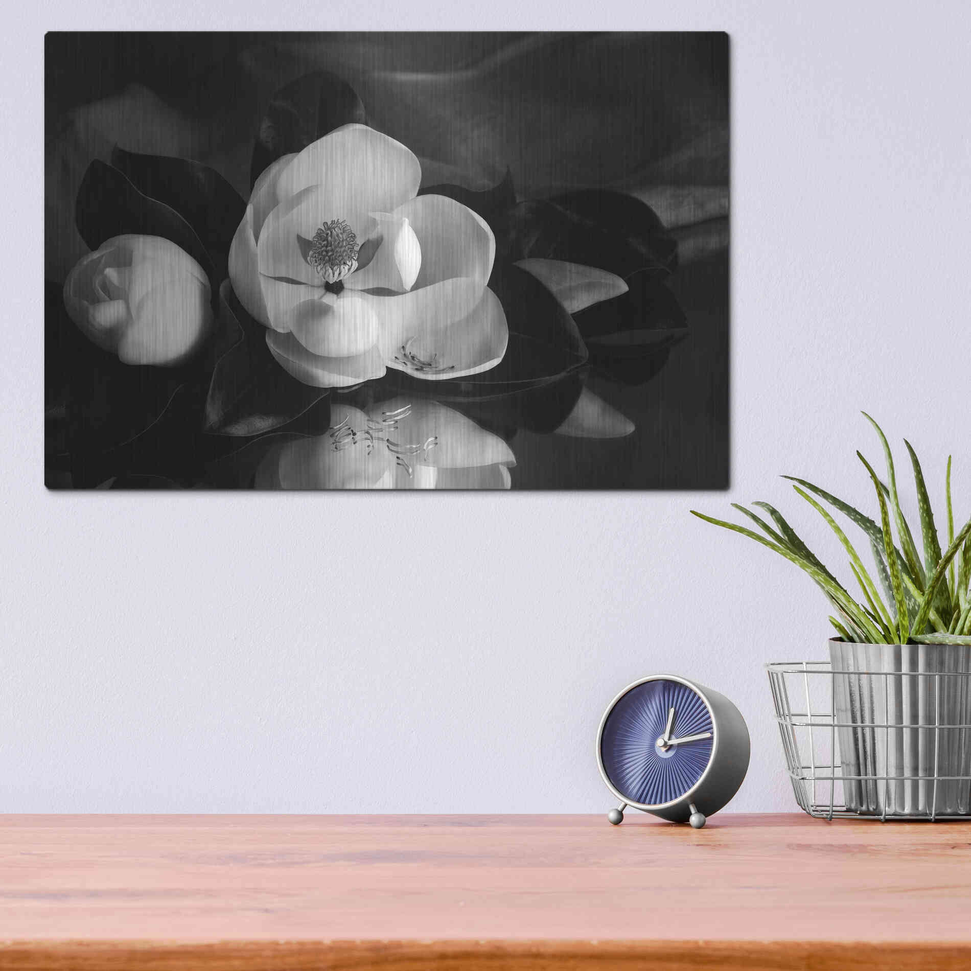 Luxe Metal Art 'Magnolia in Bloom' by Debra Van Swearingen, Metal Wall Art,16x12