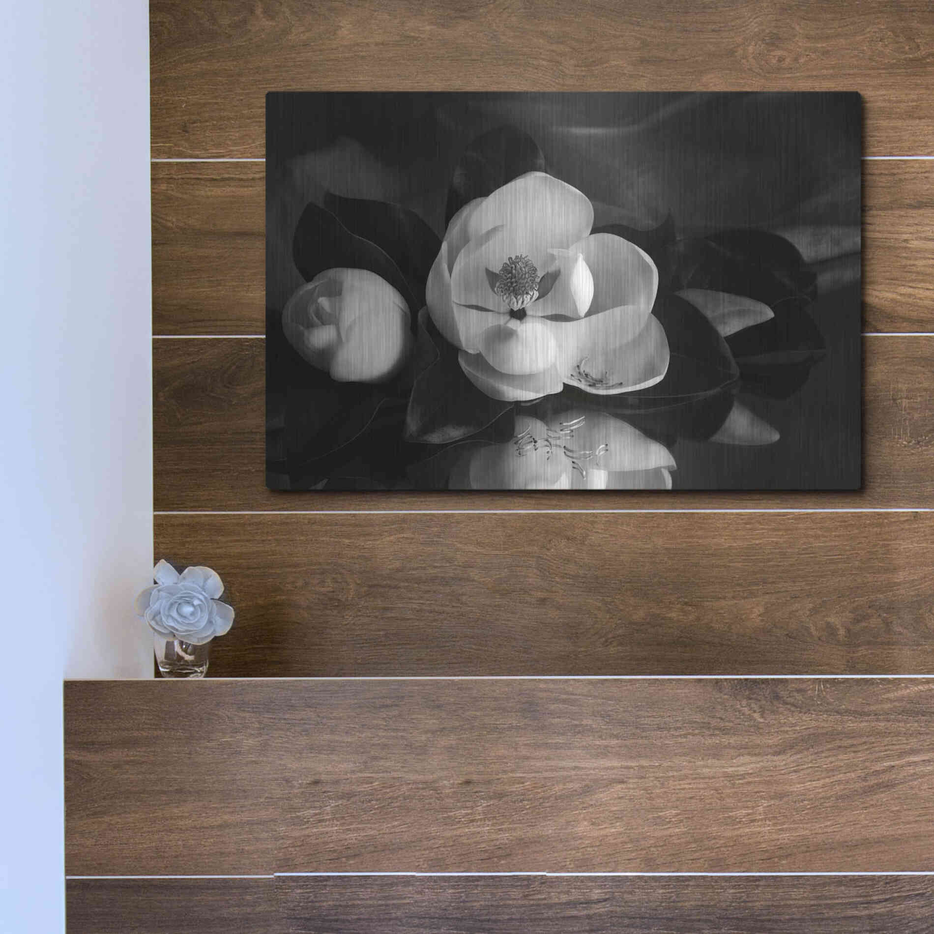 Luxe Metal Art 'Magnolia in Bloom' by Debra Van Swearingen, Metal Wall Art,16x12