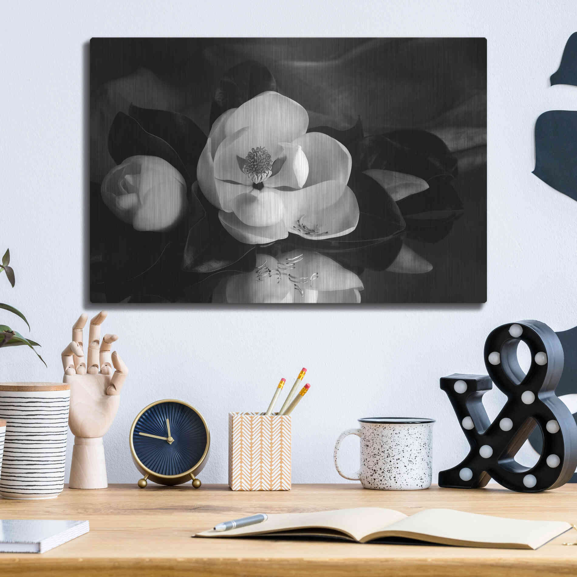 Luxe Metal Art 'Magnolia in Bloom' by Debra Van Swearingen, Metal Wall Art,16x12