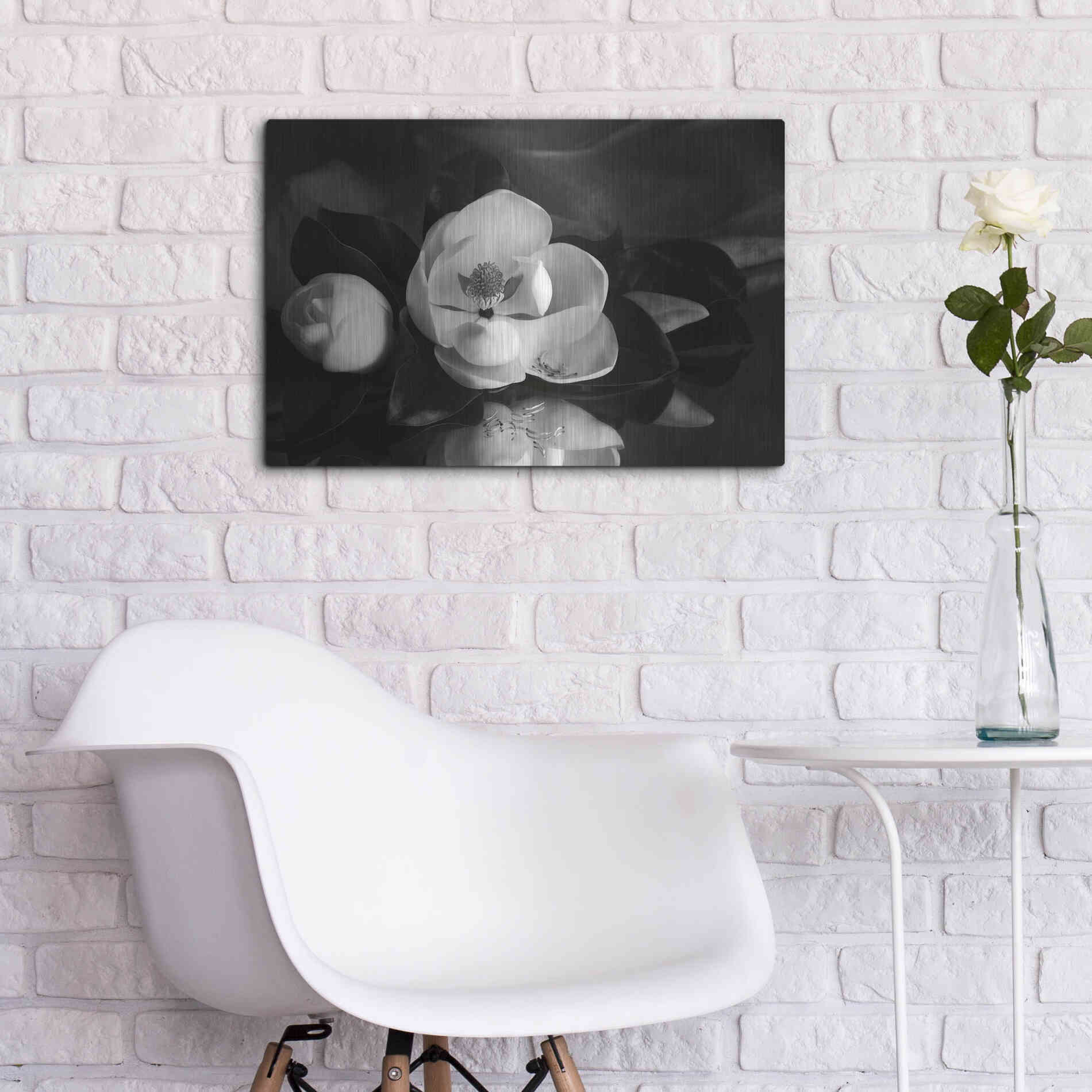 Luxe Metal Art 'Magnolia in Bloom' by Debra Van Swearingen, Metal Wall Art,24x16
